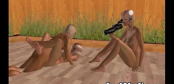  Two sexy 3D cartoon blonde hotties getting fucked